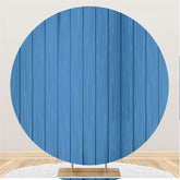 Lofaris Simple Blue And Wooden Circle Backdrop For Holiday